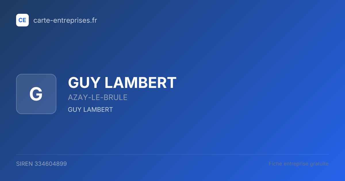 GUY LAMBERT — 334604899 — fiche entreprise