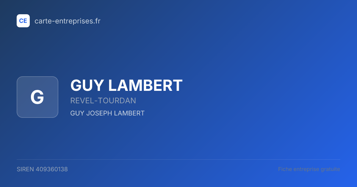 GUY LAMBERT — 409360138 — fiche entreprise