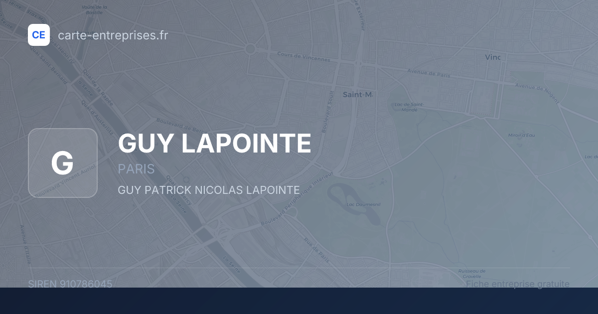 GUY LAPOINTE — 910786045 — fiche entreprise
