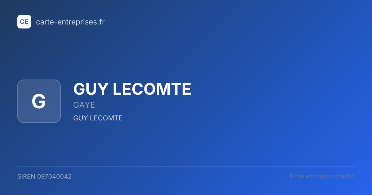 GUY LECOMTE — 097040042 — fiche entreprise
