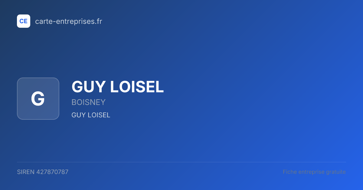 GUY LOISEL — 427870787 — fiche entreprise