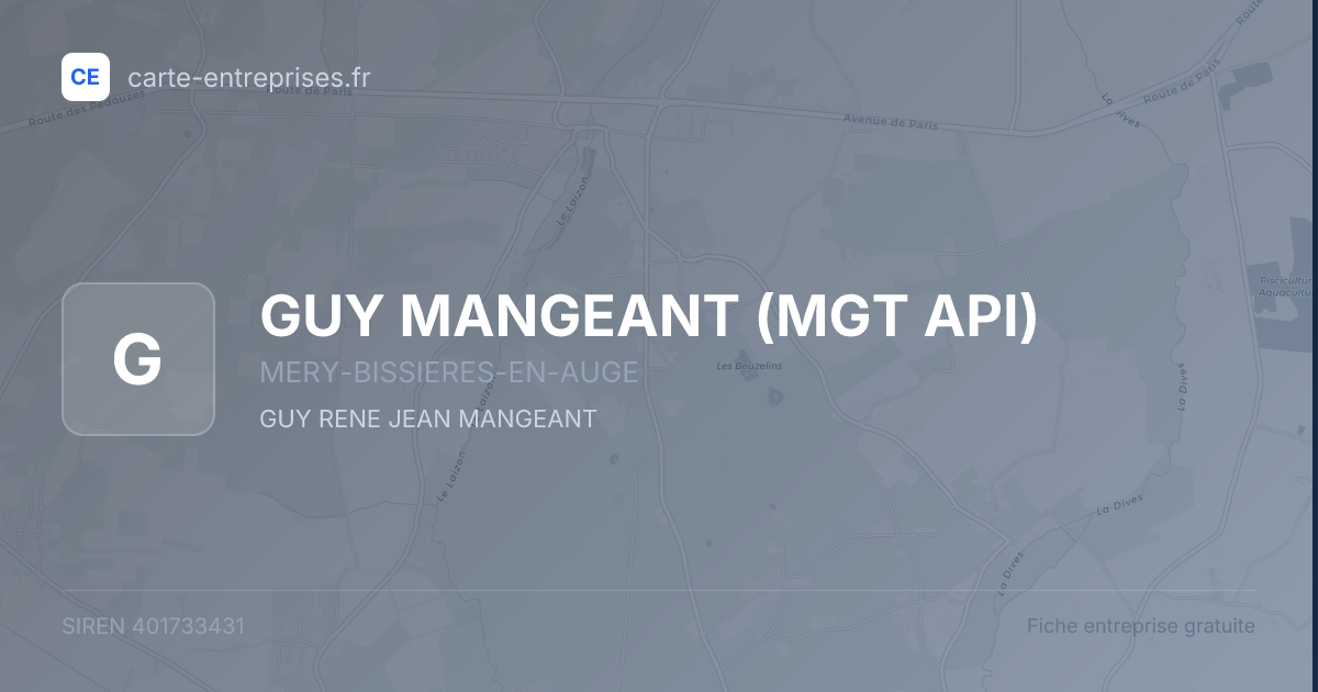 GUY MANGEANT (MGT API) — 401733431 — fiche entreprise