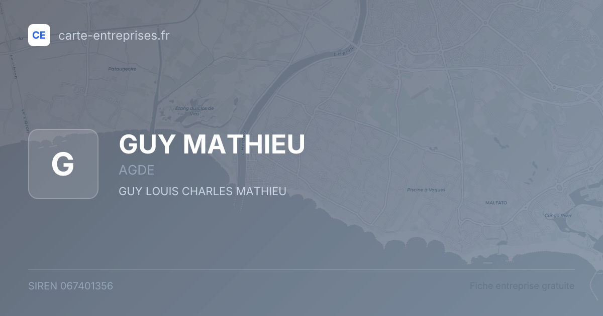 GUY MATHIEU — 067401356 — fiche entreprise