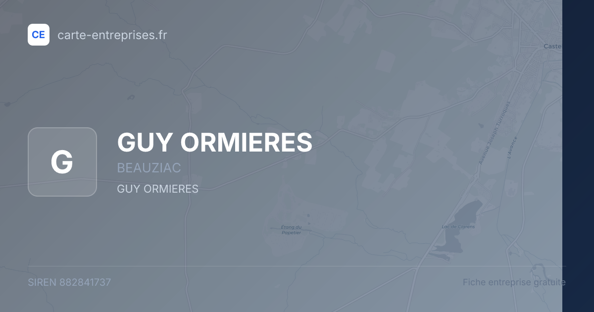 GUY ORMIERES — 882841737 — fiche entreprise