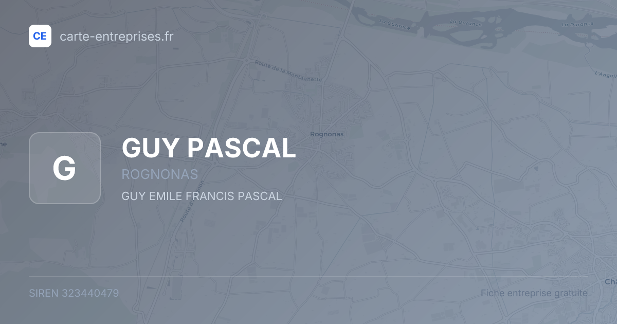 GUY PASCAL — 323440479 — fiche entreprise