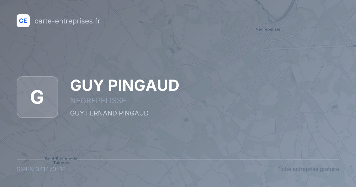 GUY PINGAUD — 341470516 — fiche entreprise