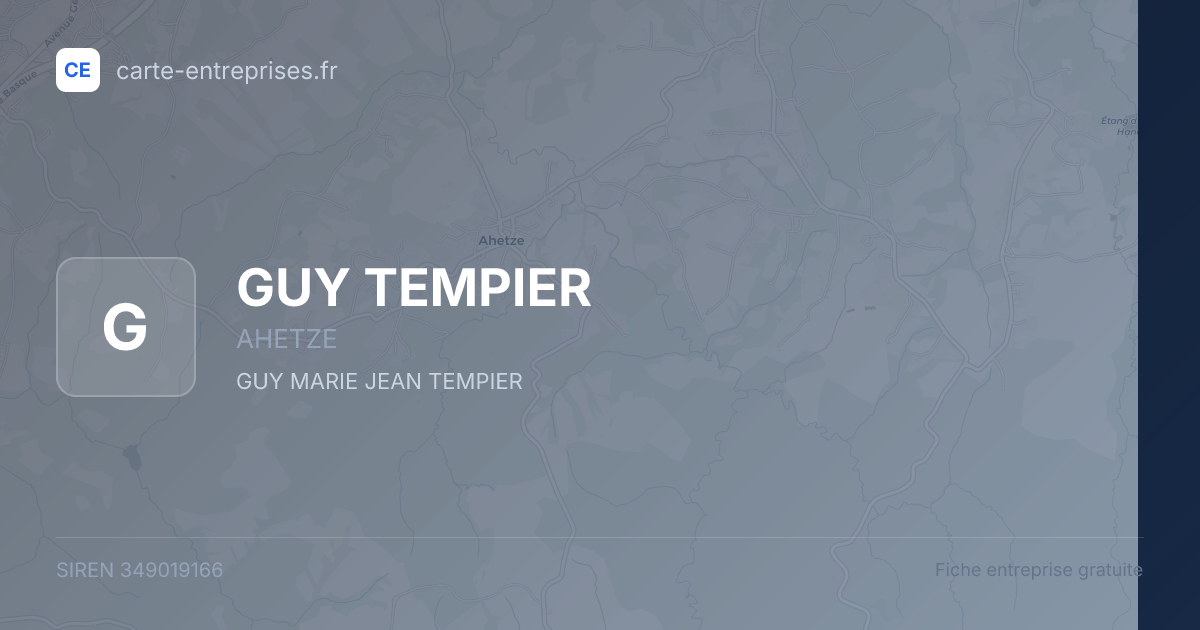 GUY TEMPIER — 349019166 — fiche entreprise