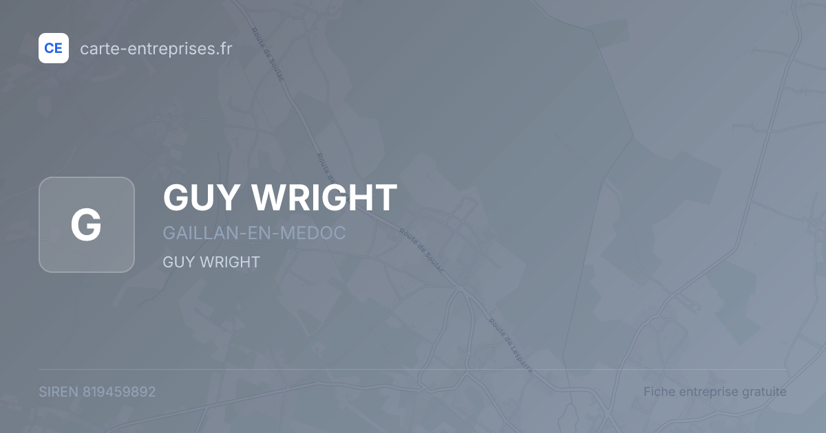 GUY WRIGHT — 819459892 — fiche entreprise