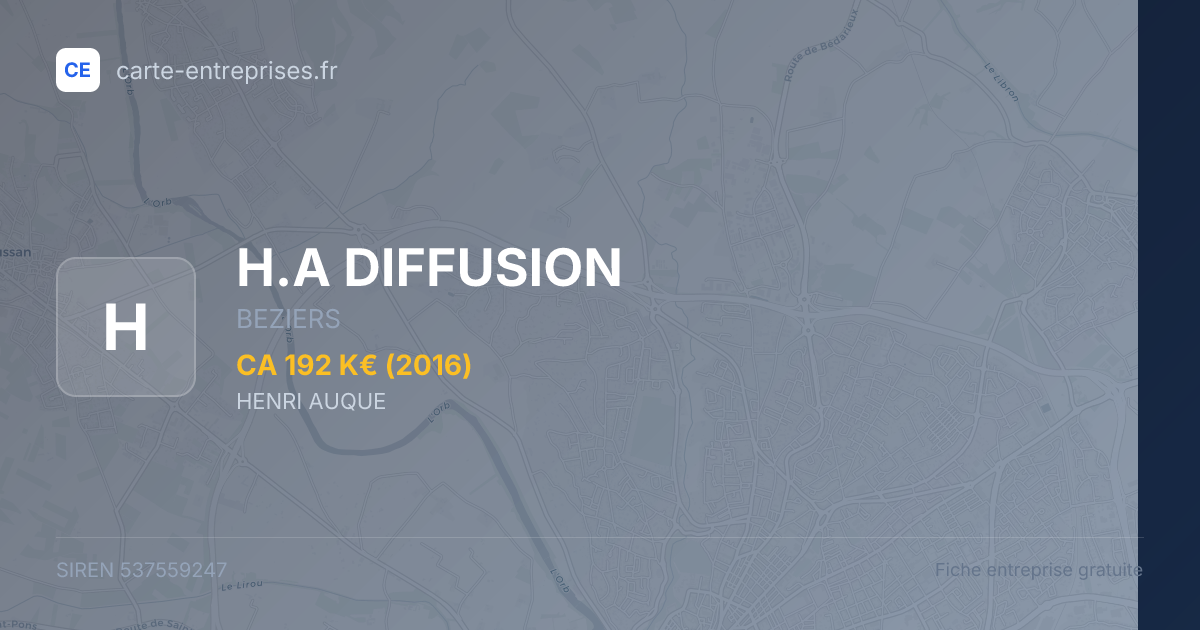 H.A DIFFUSION — 537559247 — fiche entreprise
