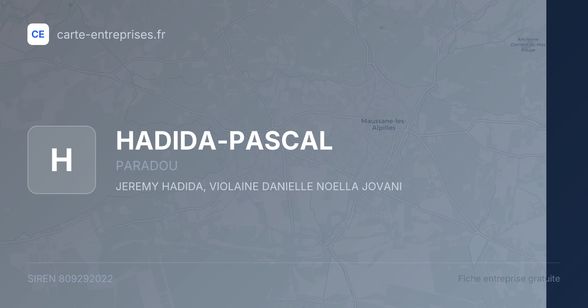 HADIDA-PASCAL — 809292022 — fiche entreprise