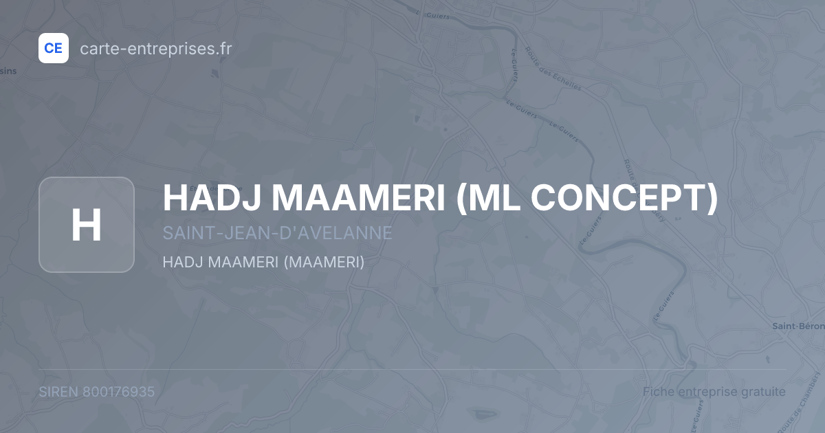 HADJ MAAMERI (ML CONCEPT) — 800176935 — fiche entreprise