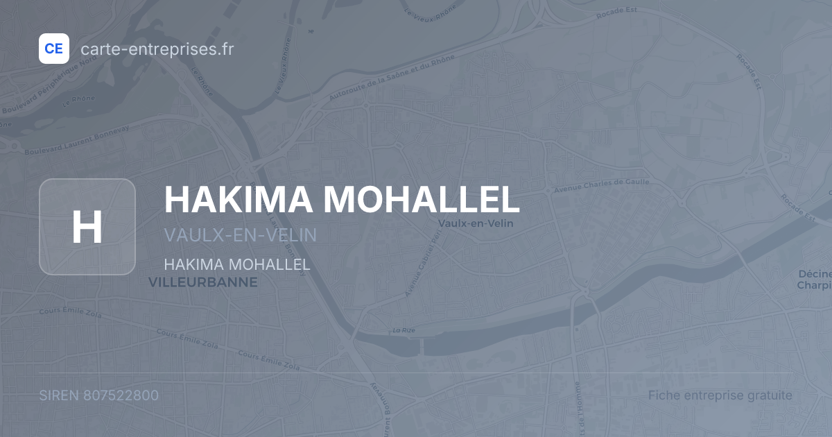 HAKIMA MOHALLEL — 807522800 — fiche entreprise