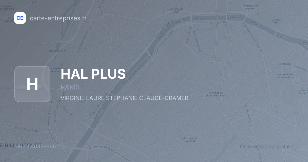 HAL PLUS — 899585962 — fiche entreprise