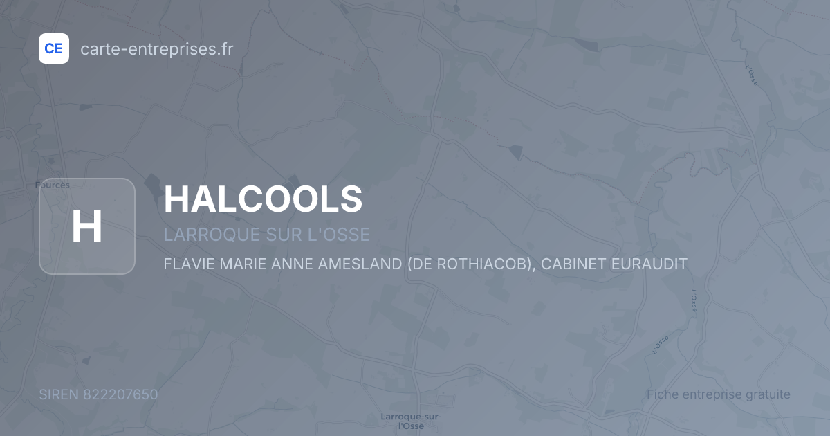 HALCOOLS — 822207650 — fiche entreprise
