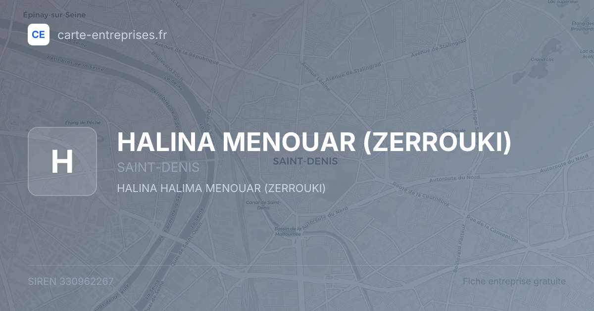 HALINA MENOUAR (ZERROUKI) — 330962267 — fiche entreprise