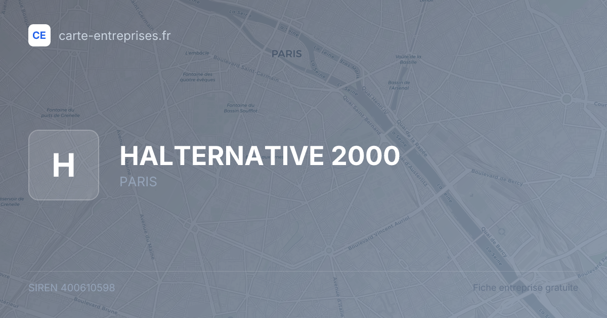 HALTERNATIVE 2000 — 400610598 — fiche entreprise