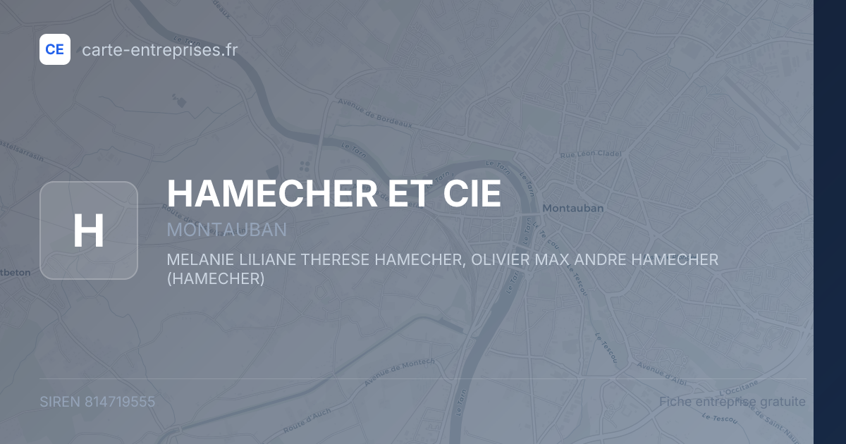HAMECHER ET CIE — 814719555 — fiche entreprise