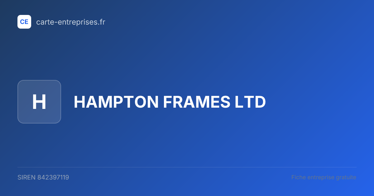 HAMPTON FRAMES LTD — 842397119 — fiche entreprise