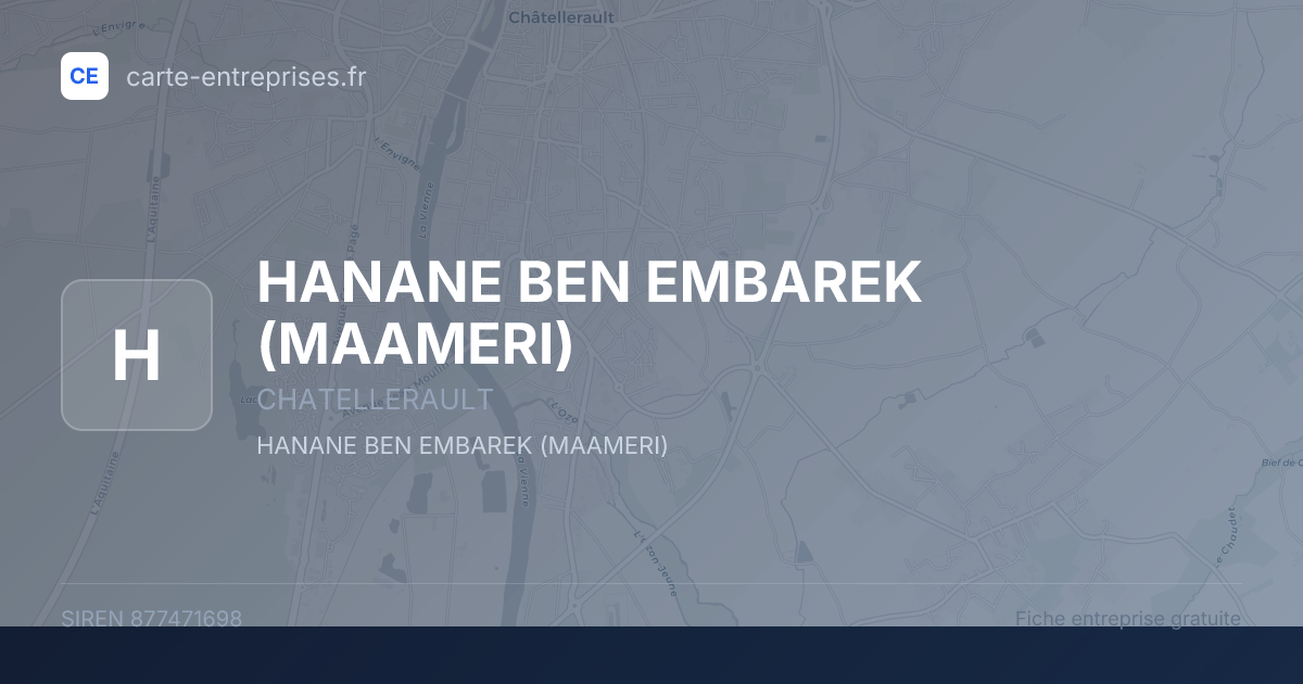 HANANE BEN EMBAREK (MAAMERI) — 877471698 — fiche entreprise