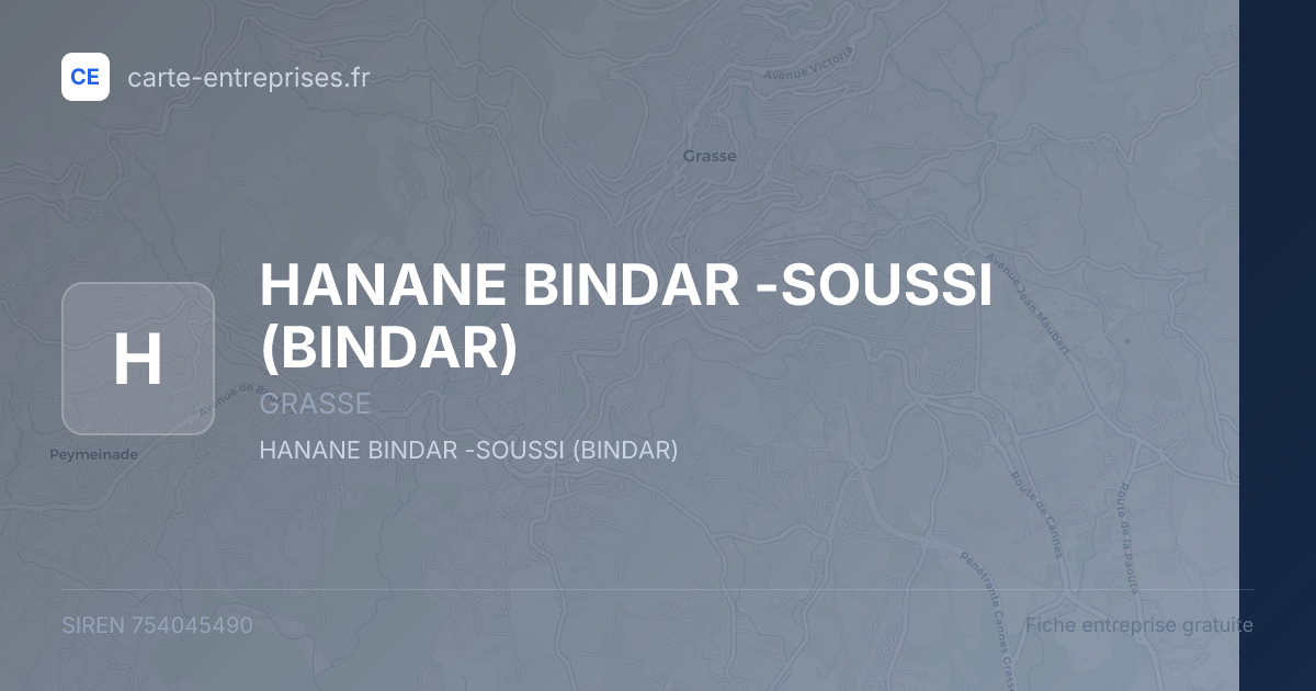 HANANE BINDAR -SOUSSI (BINDAR) — 754045490 — fiche entreprise