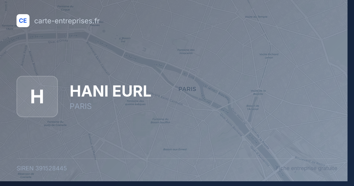 HANI EURL — 391528445 — fiche entreprise