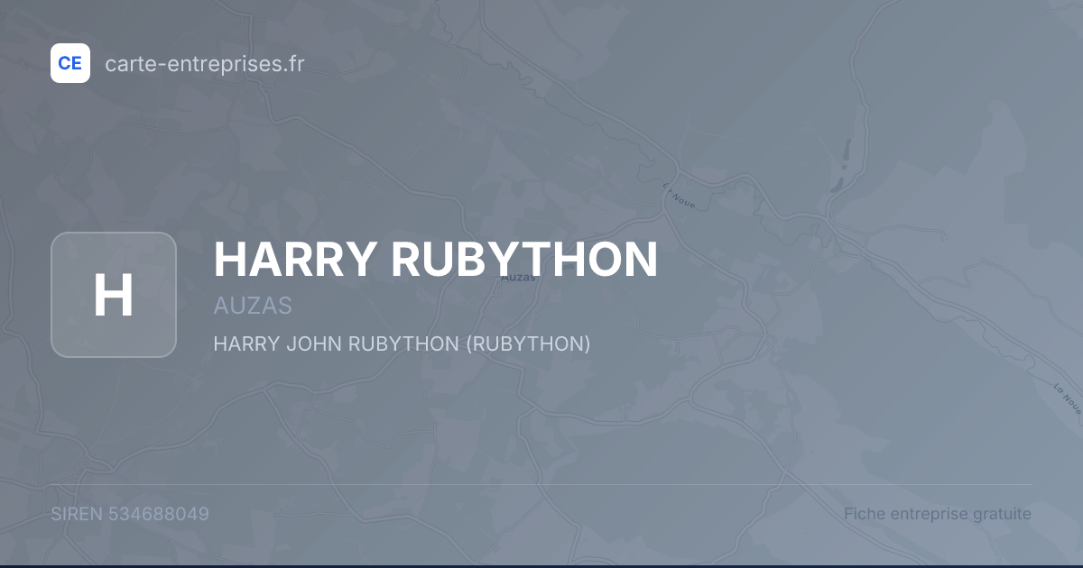 HARRY RUBYTHON — 534688049 — fiche entreprise
