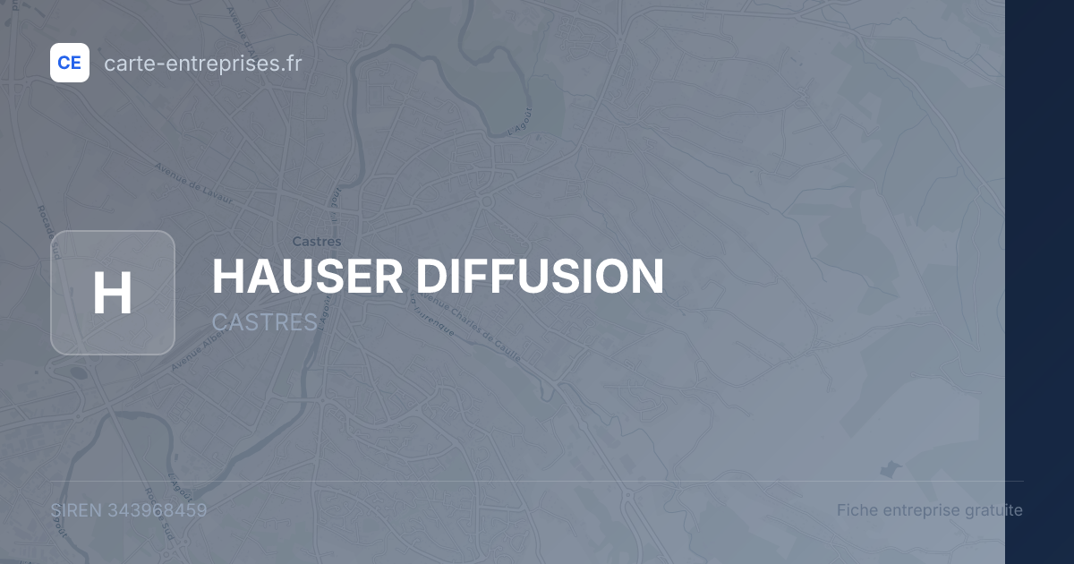 HAUSER DIFFUSION — 343968459 — fiche entreprise