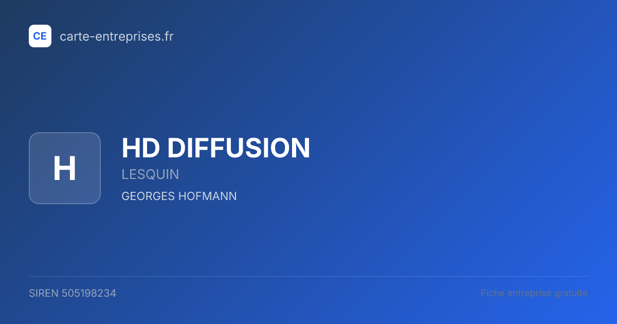 HD DIFFUSION — 505198234 — fiche entreprise