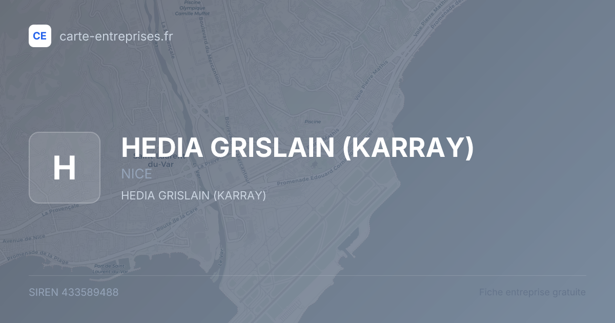 HEDIA GRISLAIN (KARRAY) — 433589488 — fiche entreprise