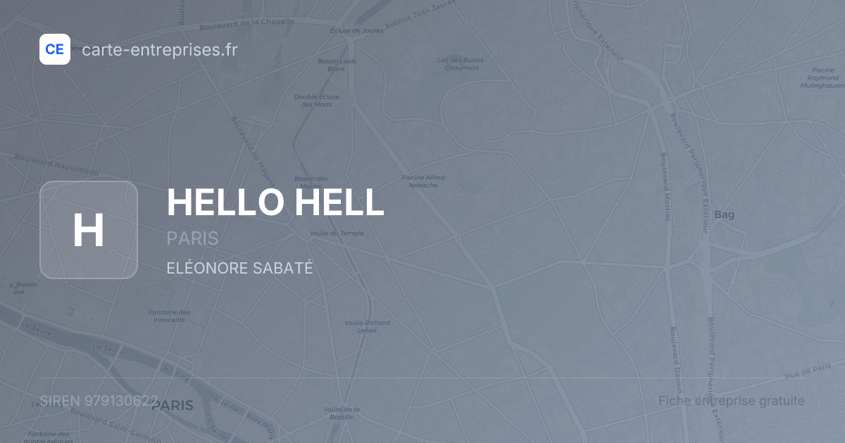 HELLO HELL — 979130622 — fiche entreprise
