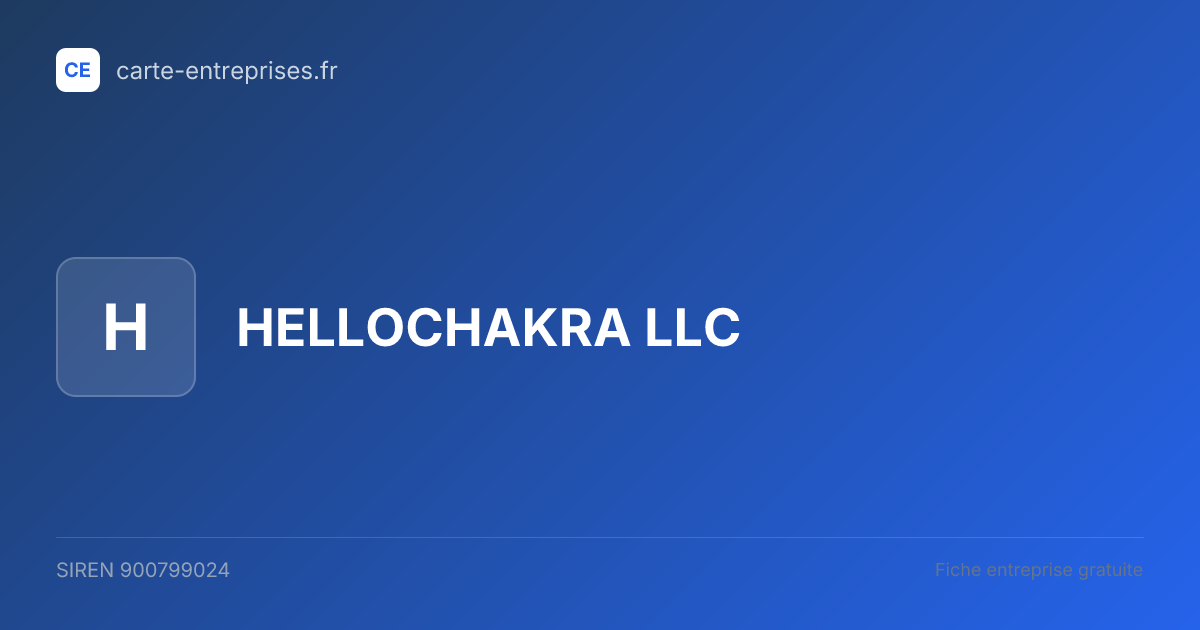 HELLOCHAKRA LLC — 900799024 — fiche entreprise