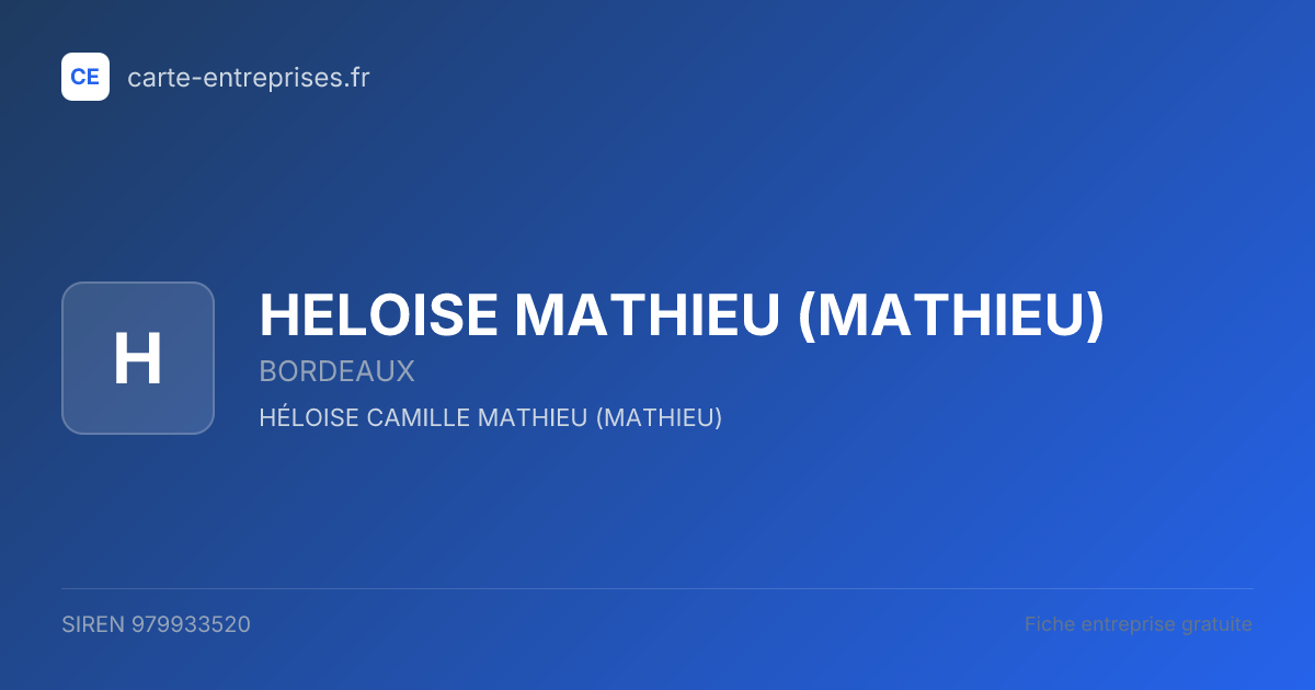 HELOISE MATHIEU (MATHIEU) — 979933520 — fiche entreprise