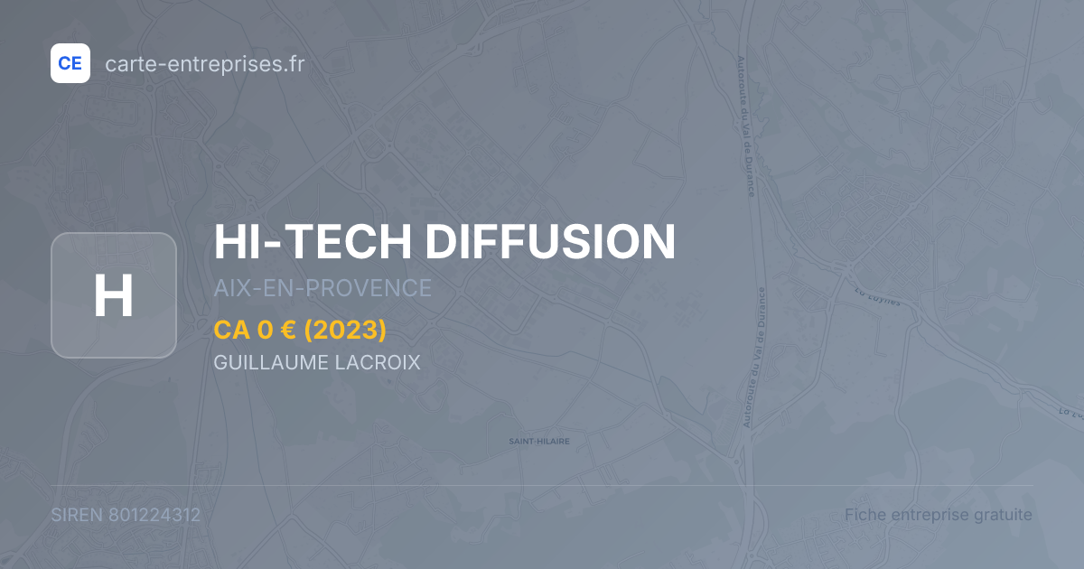 HI-TECH DIFFUSION — 801224312 — fiche entreprise