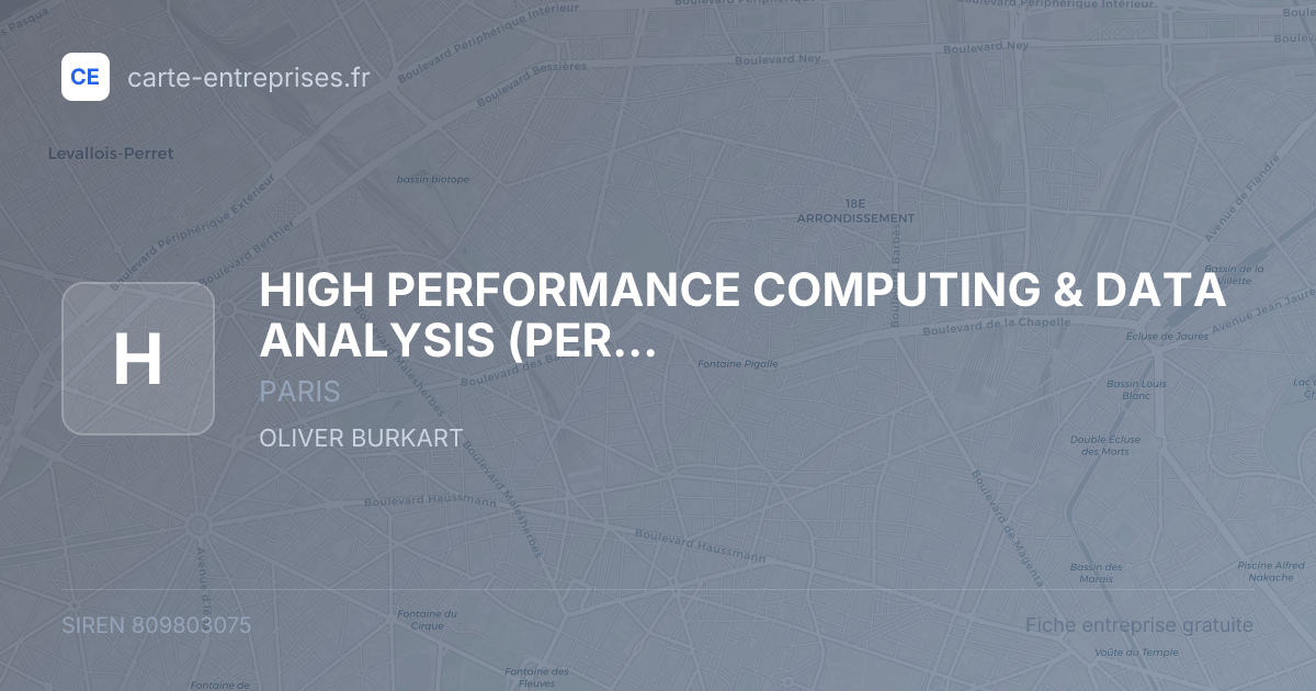 HIGH PERFORMANCE COMPUTING & DATA ANALYSIS (PERCODA) (PERCODA) — 809803075 — fiche entreprise