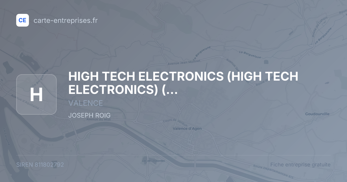 HIGH TECH ELECTRONICS (HIGH TECH ELECTRONICS) (HTE) — 811802792 — fiche entreprise