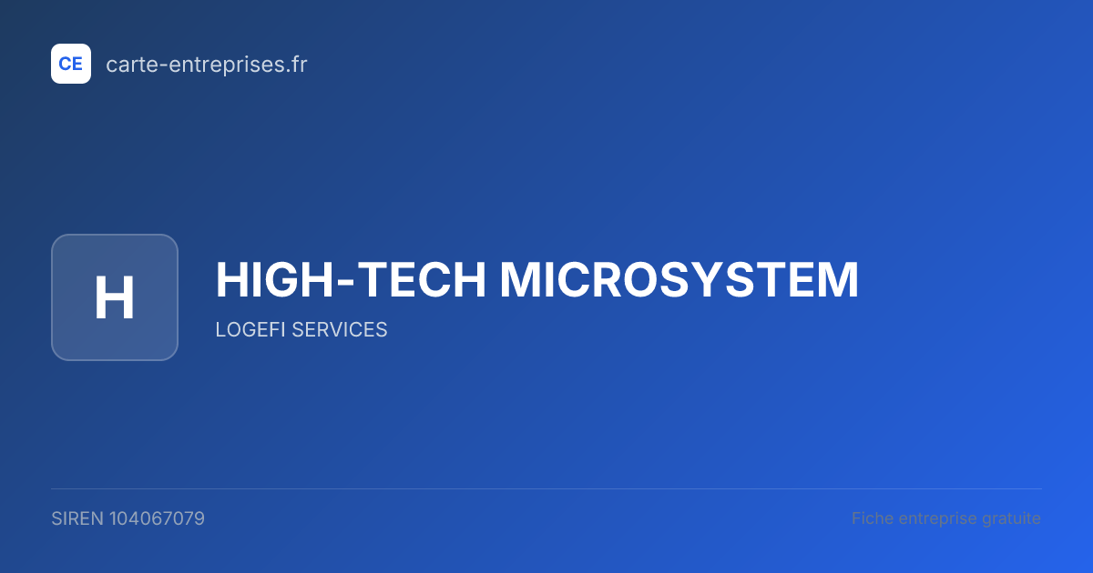 HIGH-TECH MICROSYSTEM — 104067079 — fiche entreprise