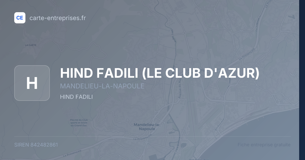HIND FADILI (LE CLUB D'AZUR) — 842482861 — fiche entreprise