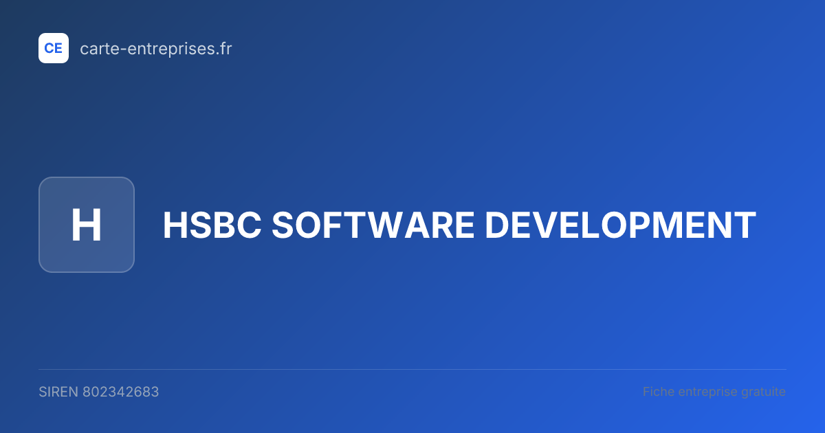 HSBC SOFTWARE DEVELOPMENT — 802342683 — fiche entreprise
