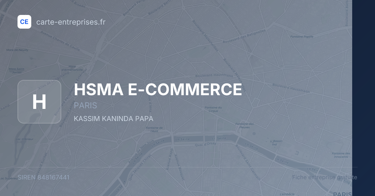HSMA E-COMMERCE — 848167441 — fiche entreprise