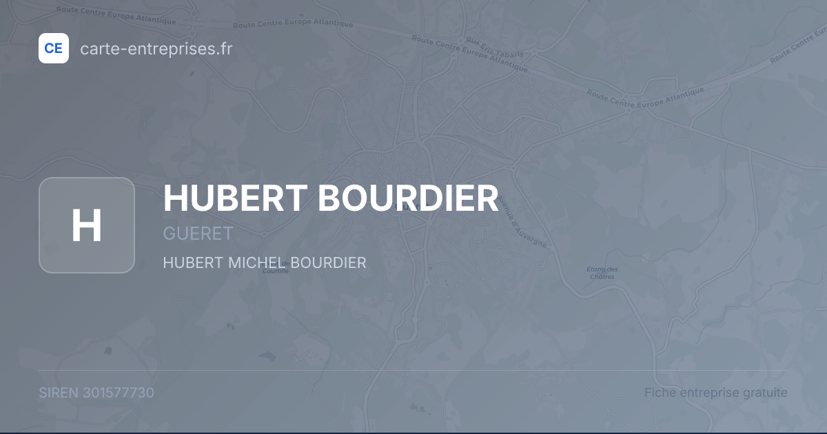 HUBERT BOURDIER — 301577730 — fiche entreprise