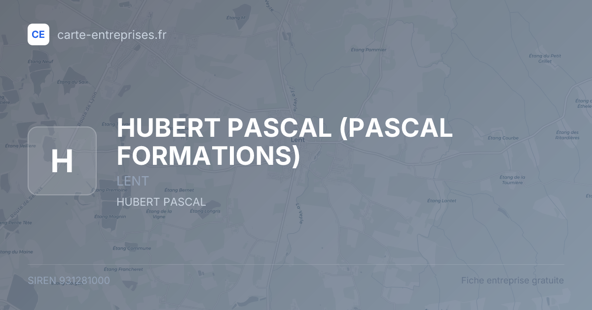 HUBERT PASCAL (PASCAL FORMATIONS) — 931281000 — fiche entreprise