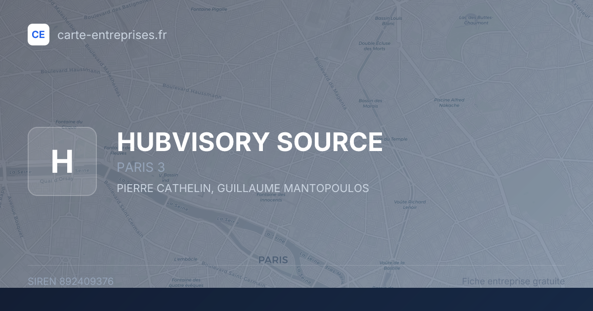 HUBVISORY SOURCE — 892409376 — fiche entreprise