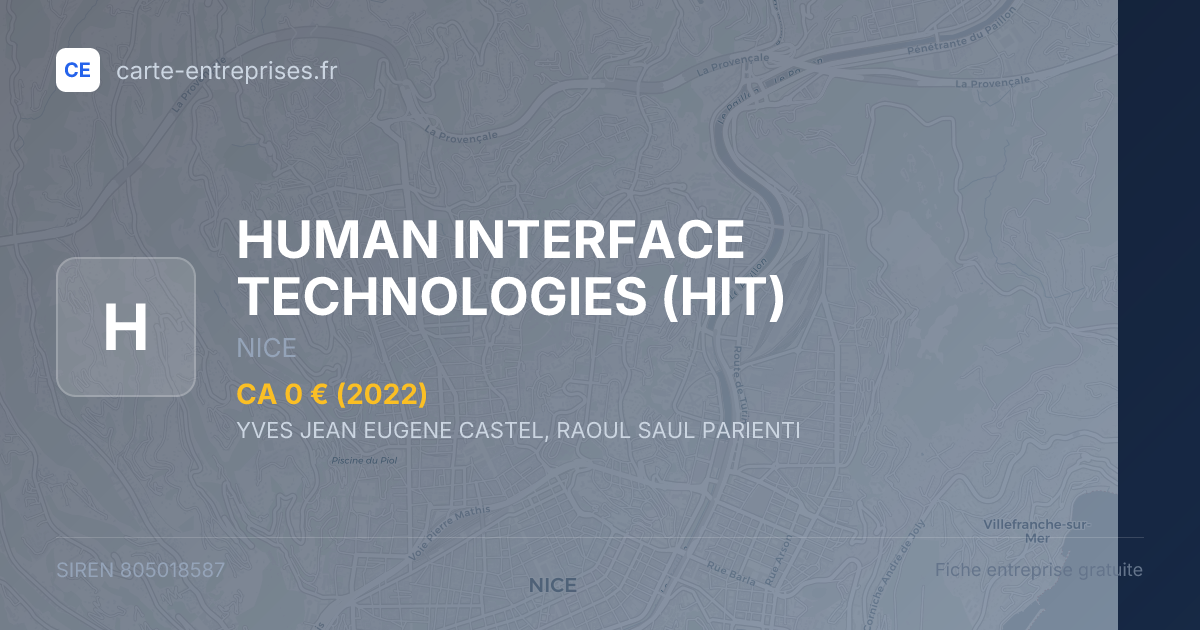 HUMAN INTERFACE TECHNOLOGIES (HIT) — 805018587 — fiche entreprise