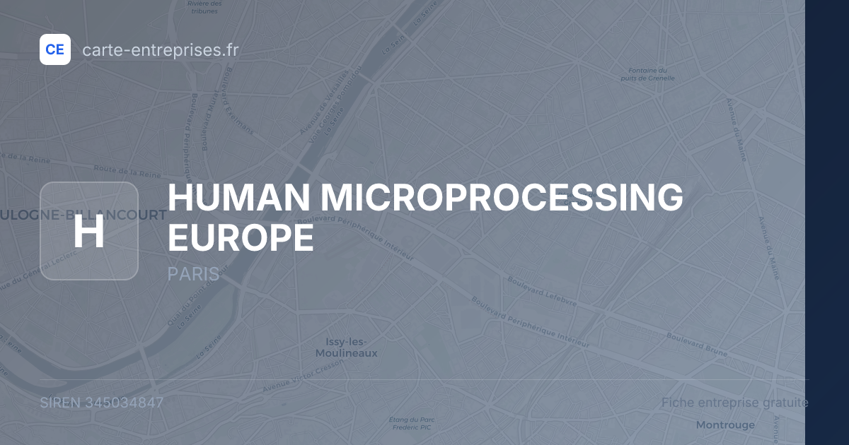 HUMAN MICROPROCESSING EUROPE — 345034847 — fiche entreprise