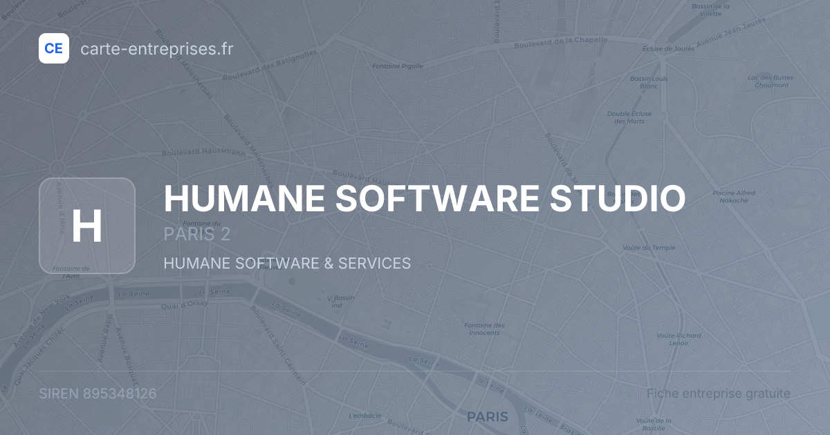HUMANE SOFTWARE STUDIO — 895348126 — fiche entreprise