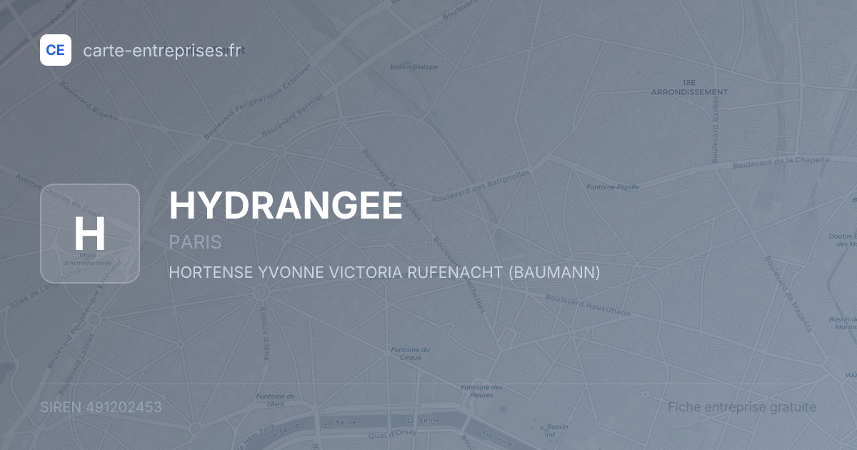 HYDRANGEE — 491202453 — fiche entreprise