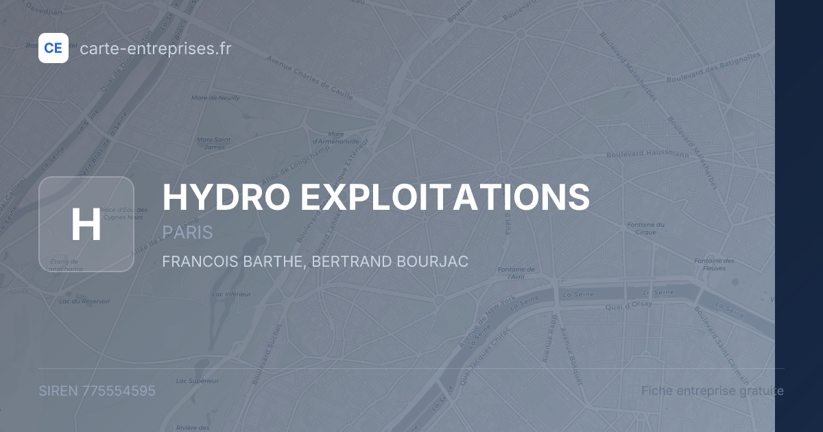 HYDRO EXPLOITATIONS — 775554595 — fiche entreprise