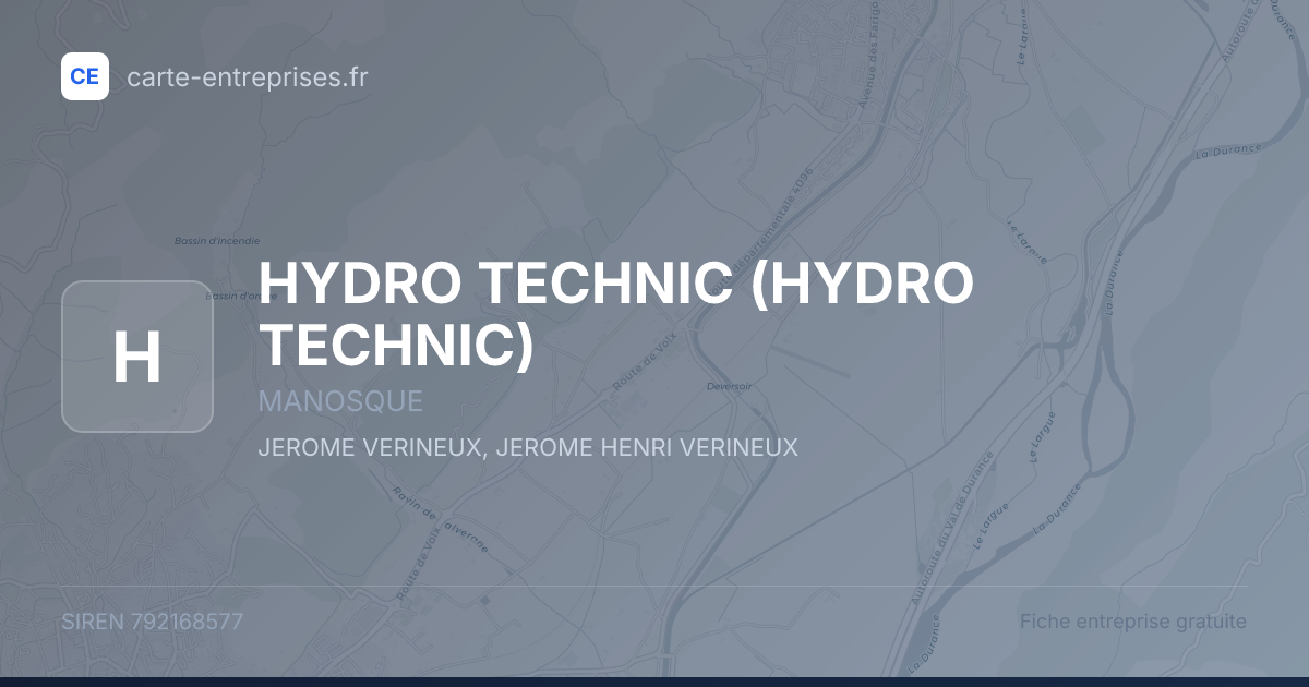 HYDRO TECHNIC — 792168577 — fiche entreprise