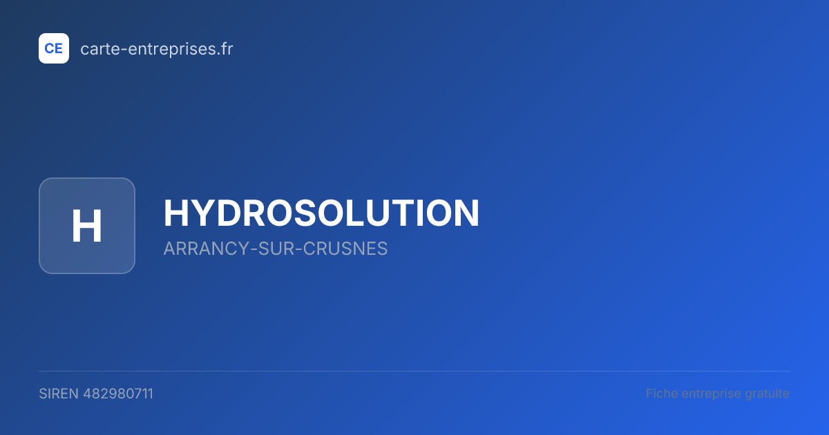 HYDROSOLUTION — 482980711 — fiche entreprise