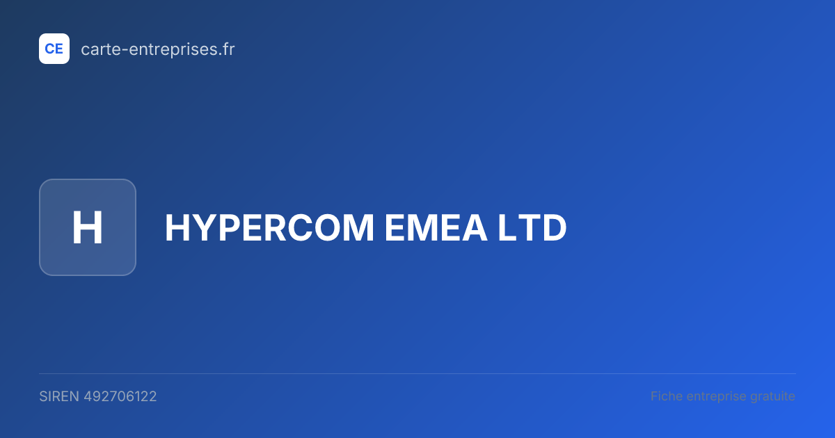 HYPERCOM EMEA LTD — 492706122 — fiche entreprise